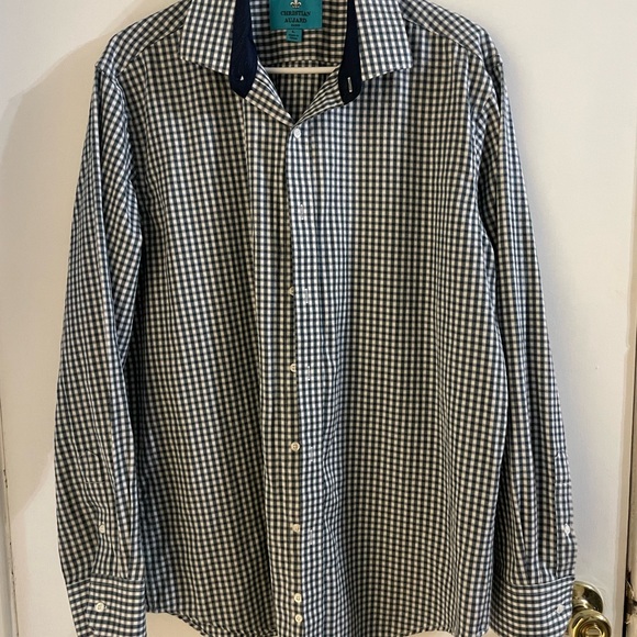 Christian Aujard Other - Christian Aujard Men’s Navy and White Gingham Shirt in size large